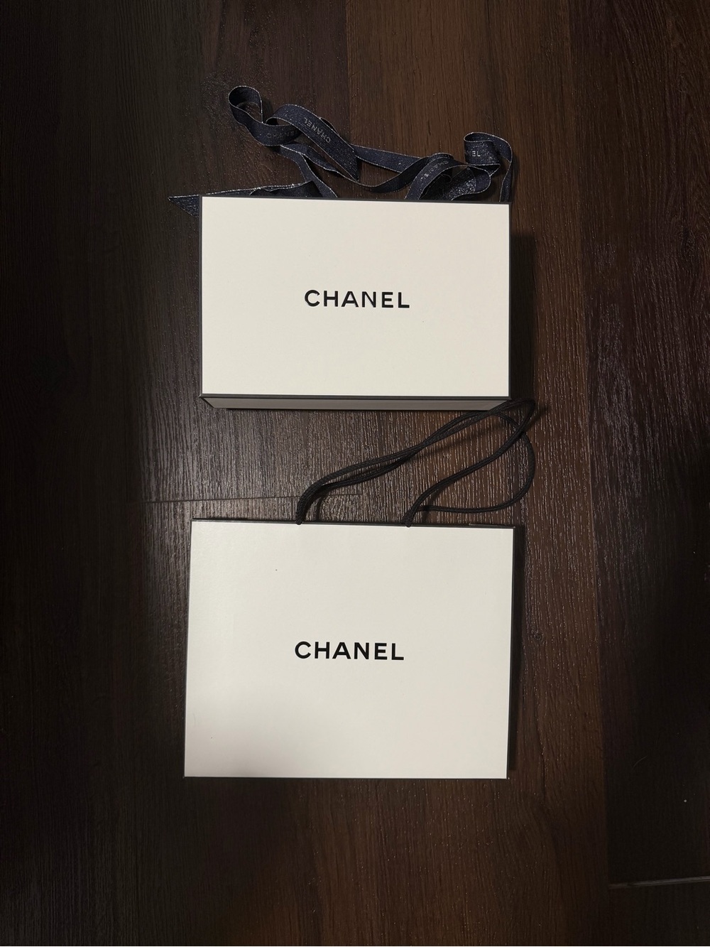 CHANEL White Gift Box & Bag with Ribbon